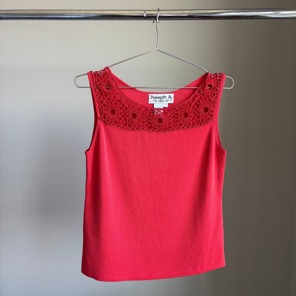 90s Vintage Joseph A Crochet Top Beaded Tank Romantic Funky Chic Dollette Y2K